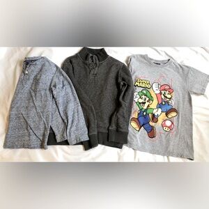 Super Mario, Crazy 8, and Cat & Jack Boys Size 8 Lot Sweat Shirt and Tees